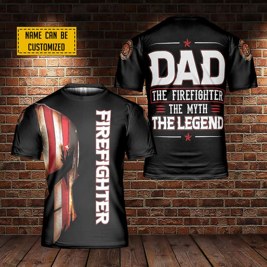 Custom Name American Firefighter All Over Print 3D T-Shirt, Gift For Christian, Jesus Shirt