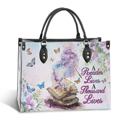 Custom Name Book A Reader Lives A Thousand Lives Leather Bag, Women's Pu Leather Bag, Best Mother's Day Gifts