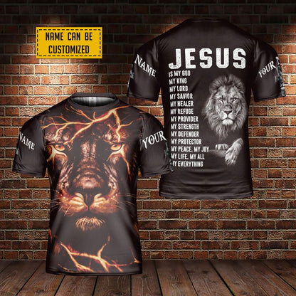 Custom Name Lion Jesus Christ Lion Of Judah All Over Print 3D T Shirt For Men And Women, Christian T-Shirt, Faith Shirt