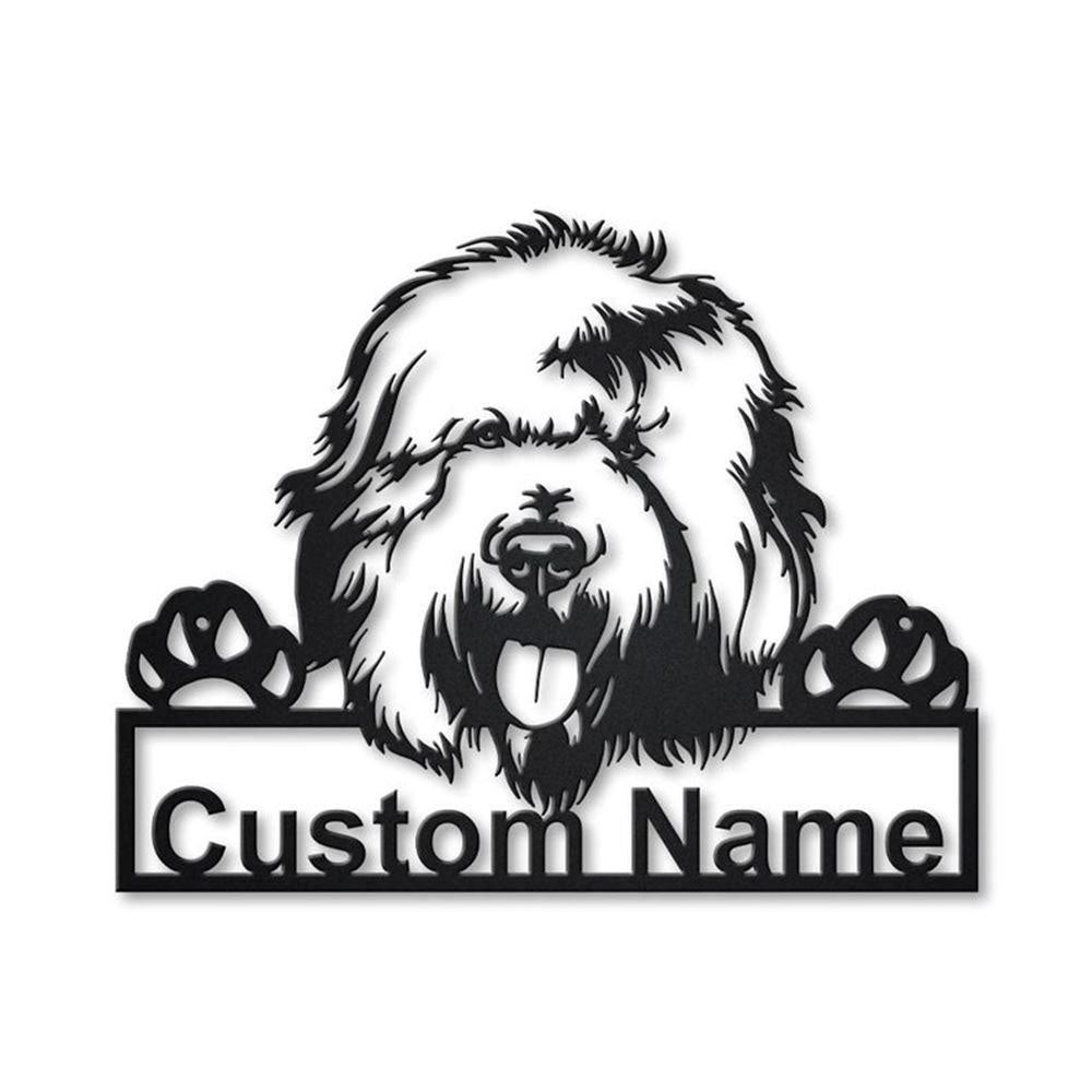 Custom Old English Sheepdog Dog Metal Sign, Led Lights Old English Sheepdog Metal Sign, Dog Lover Gift, Dog Wall Sign, Home Decor Sign