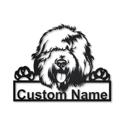 Custom Old English Sheepdog Dog Metal Sign, Led Lights Old English Sheepdog Metal Sign, Dog Lover Gift, Dog Wall Sign, Home Decor Sign