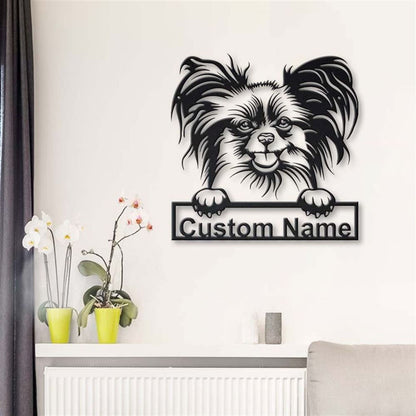 Custom Papillon Dog Metal Sign, Led Lights Papillon Dog Sign, Dog Lover Gift, Dog Wall Sign, Home Decor Sign