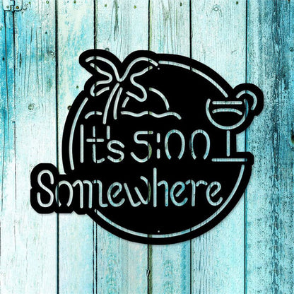 Custom Patio Metal Sign, Somewhere Poolside Decor Sign, Light Wall Decor Art Bar Sign, Anniversary Gift, Home Decor Sign, Wall Hanging Art