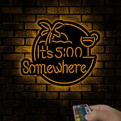 Custom Patio Metal Sign, Somewhere Poolside Decor Sign, Light Wall Decor Art Bar Sign, Anniversary Gift, Home Decor Sign, Wall Hanging Art