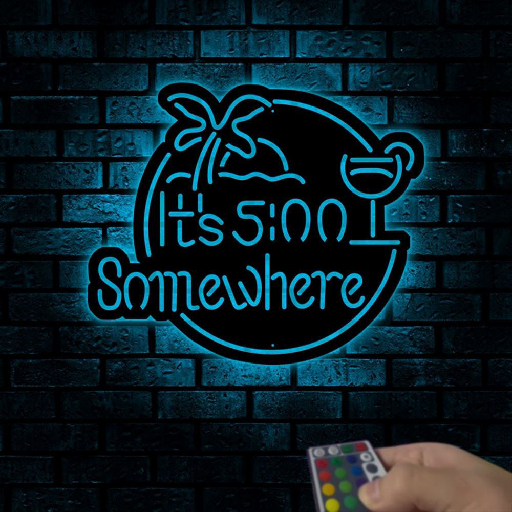 Custom Patio Metal Sign, Somewhere Poolside Decor Sign, Light Wall Decor Art Bar Sign, Anniversary Gift, Home Decor Sign, Wall Hanging Art