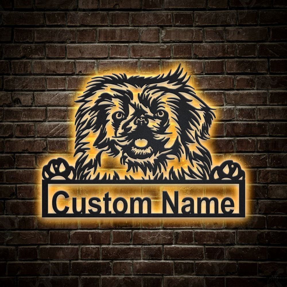 Custom Pekingese Dog Metal Sign, Led Lights Pekingese Sign, Dog Lover Gift, Dog Wall Sign, Home Decor Sign
