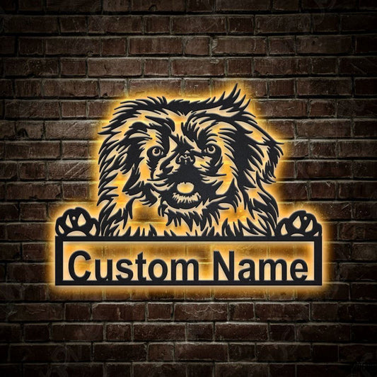 Custom Pekingese Dog Metal Sign, Led Lights Pekingese Sign, Dog Lover Gift, Dog Wall Sign, Home Decor Sign