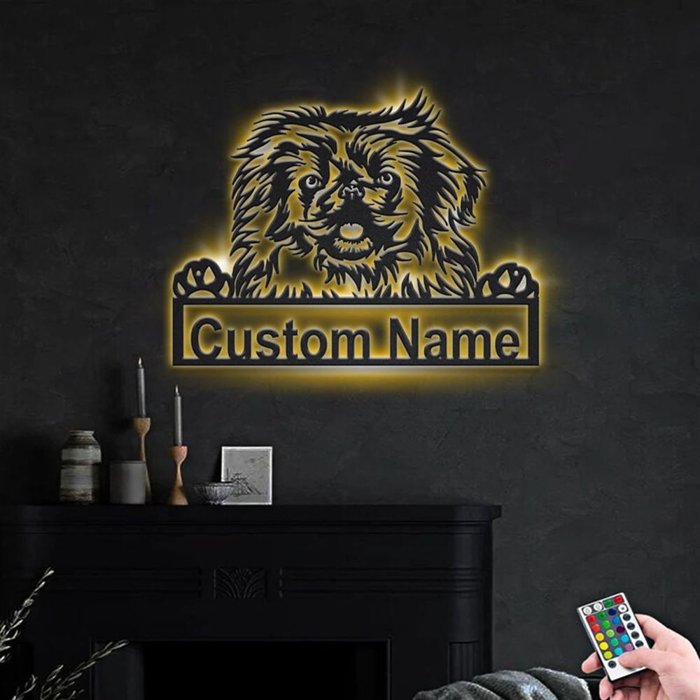 Custom Pekingese Dog Metal Sign, Led Lights Pekingese Sign, Dog Lover Gift, Dog Wall Sign, Home Decor Sign