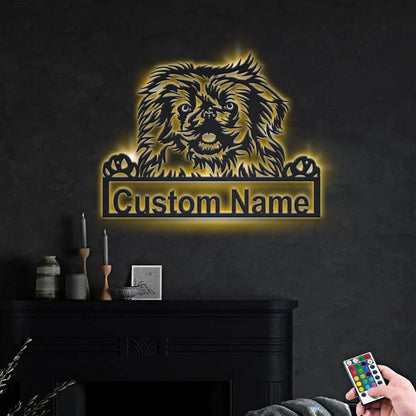 Custom Pekingese Dog Metal Sign, Led Lights Pekingese Sign, Dog Lover Gift, Dog Wall Sign, Home Decor Sign