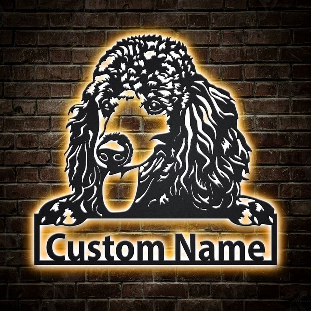 Custom Poodle Dog Metal Sign, Led Lights Poodle Dog Sign, Dog Lover Gift, Dog Wall Sign, Home Decor Sign
