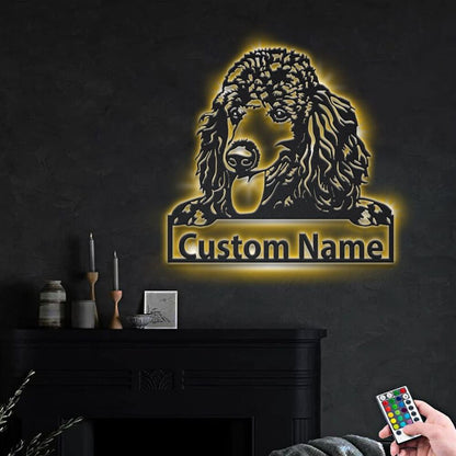 Custom Poodle Dog Metal Sign, Led Lights Poodle Dog Sign, Dog Lover Gift, Dog Wall Sign, Home Decor Sign