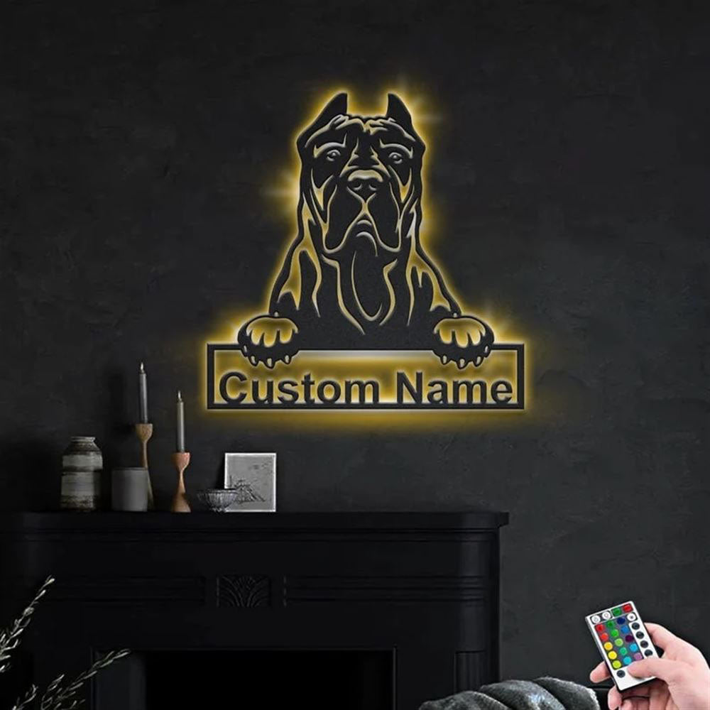 Custom Presa Canario Dog Metal Sign, Led Lights Presa Canario Metal Sign, Dog Lover Gift, Dog Wall Sign, Home Decor Sign