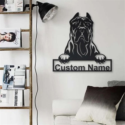 Custom Presa Canario Dog Metal Sign, Led Lights Presa Canario Metal Sign, Dog Lover Gift, Dog Wall Sign, Home Decor Sign
