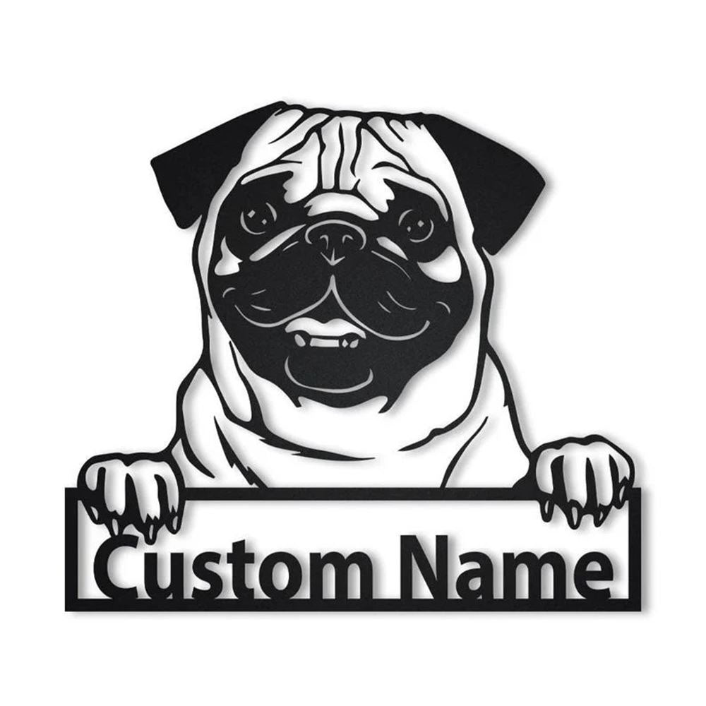Custom Pug Dog Metal Sign, Led Lights Pug Dog Sign, Dog Lover Gift, Dog Wall Sign, Home Decor Sign