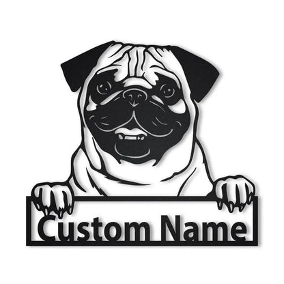 Custom Pug Dog Metal Sign, Led Lights Pug Dog Sign, Dog Lover Gift, Dog Wall Sign, Home Decor Sign