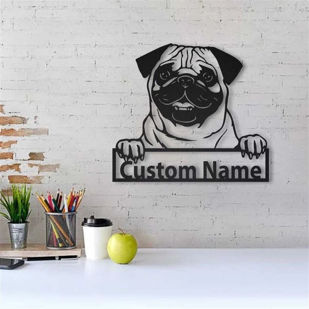 Custom Pug Dog Metal Sign, Led Lights Pug Dog Sign, Dog Lover Gift, Dog Wall Sign, Home Decor Sign