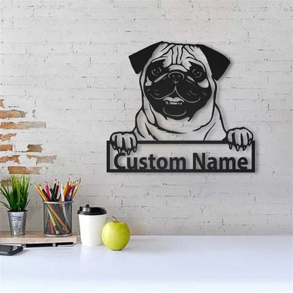 Custom Pug Dog Metal Sign, Led Lights Pug Dog Sign, Dog Lover Gift, Dog Wall Sign, Home Decor Sign