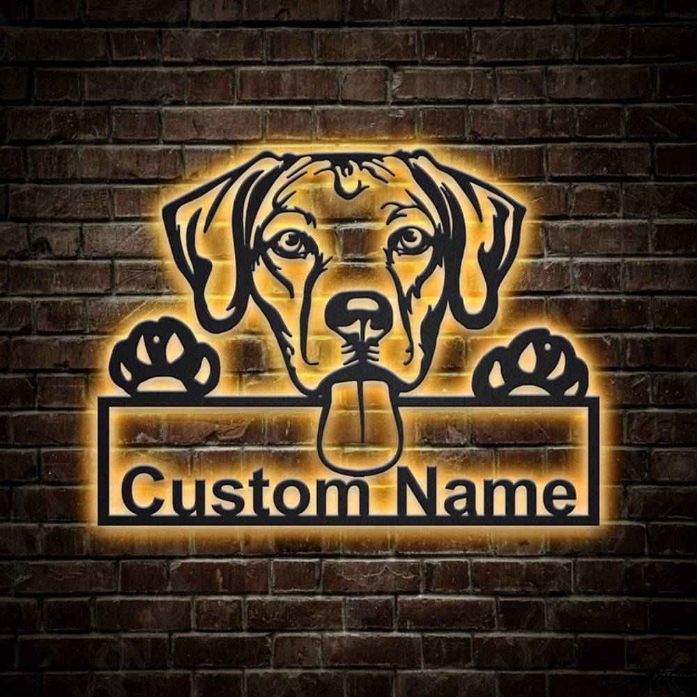 Custom Rhodesian Ridgeback Dog Metal Sign, Led Lights Rhodesian Ridgeback Sign, Dog Lover Gift, Dog Wall Sign, Home Decor Sign