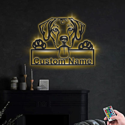 Custom Rhodesian Ridgeback Dog Metal Sign, Led Lights Rhodesian Ridgeback Sign, Dog Lover Gift, Dog Wall Sign, Home Decor Sign