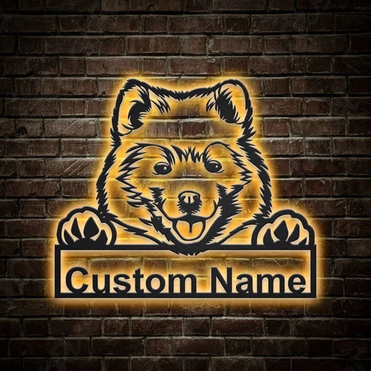Custom Samoyed Dog Metal Sign, Led Lights Samoyed Metal Sign, Dog Lover Gift, Dog Wall Sign, Home Decor Sign