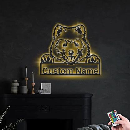Custom Samoyed Dog Metal Sign, Led Lights Samoyed Metal Sign, Dog Lover Gift, Dog Wall Sign, Home Decor Sign