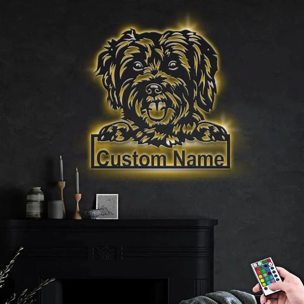 Custom Schnoodle Dog Metal Sign, Led Lights Schnoodle Sign, Dog Lover Gift, Dog Wall Sign, Home Decor Sign