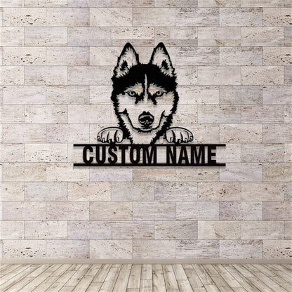 Custom Siberian Husky Dog Metal Sign, Led Husky Metal Wall Art, Dog Lover Gift, Dog Wall Sign, Home Decor Sign