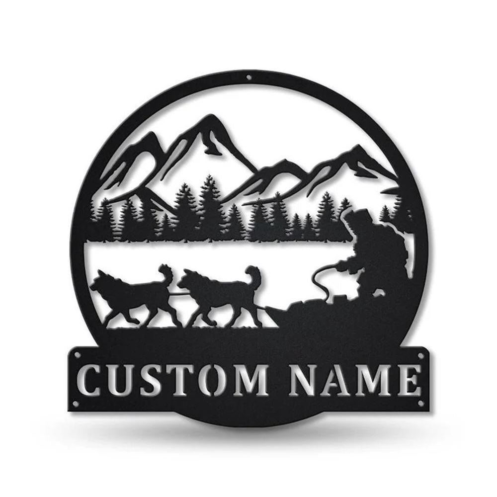 Custom Sled Dog Racing Metal Sign, Led Lights Sled Dog Racing Sign, Dog Lover Gift, Dog Wall Sign, Home Decor Sign