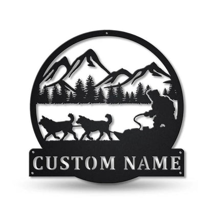 Custom Sled Dog Racing Metal Sign, Led Lights Sled Dog Racing Sign, Dog Lover Gift, Dog Wall Sign, Home Decor Sign