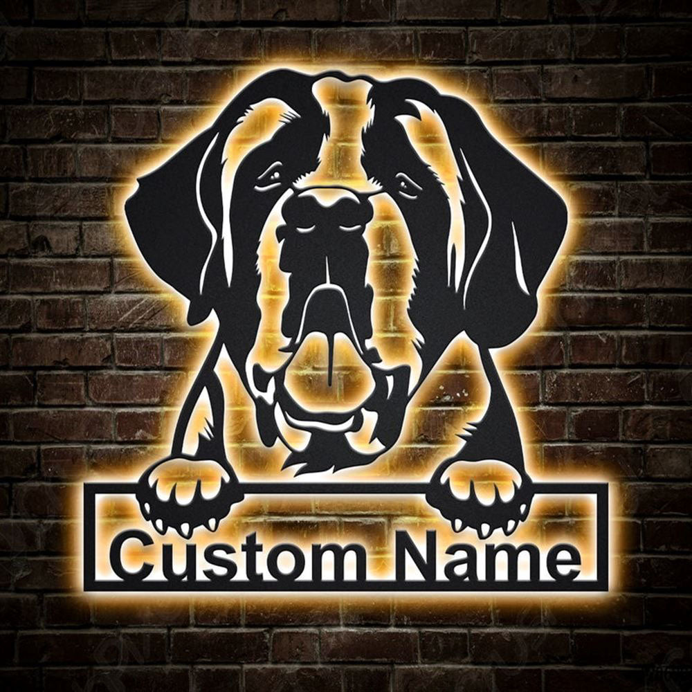 Custom St Bernard Metal Sign, Led Lights , St Bernard Dog Home Decor, Dog Lover Gift, Dog Wall Sign, Home Decor Sign
