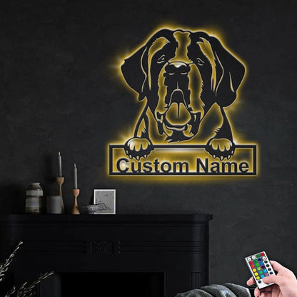 Custom St Bernard Metal Sign, Led Lights , St Bernard Dog Home Decor, Dog Lover Gift, Dog Wall Sign, Home Decor Sign
