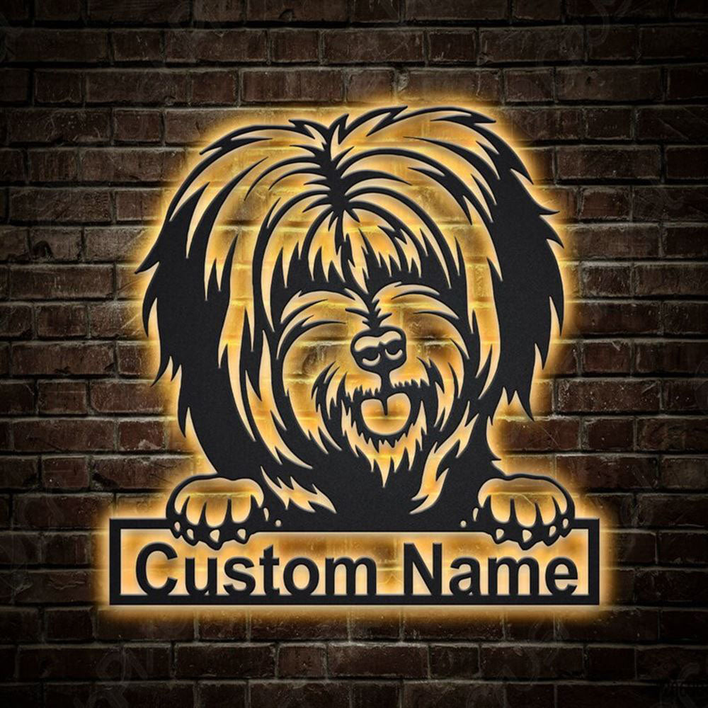 Custom Tibetan Terrier Dog Metal Sign, Led Lights Tibetan Terrier Sign, Dog Lover Gift, Dog Wall Sign, Home Decor Sign