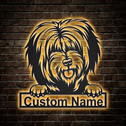 Custom Tibetan Terrier Dog Metal Sign, Led Lights Tibetan Terrier Sign, Dog Lover Gift, Dog Wall Sign, Home Decor Sign
