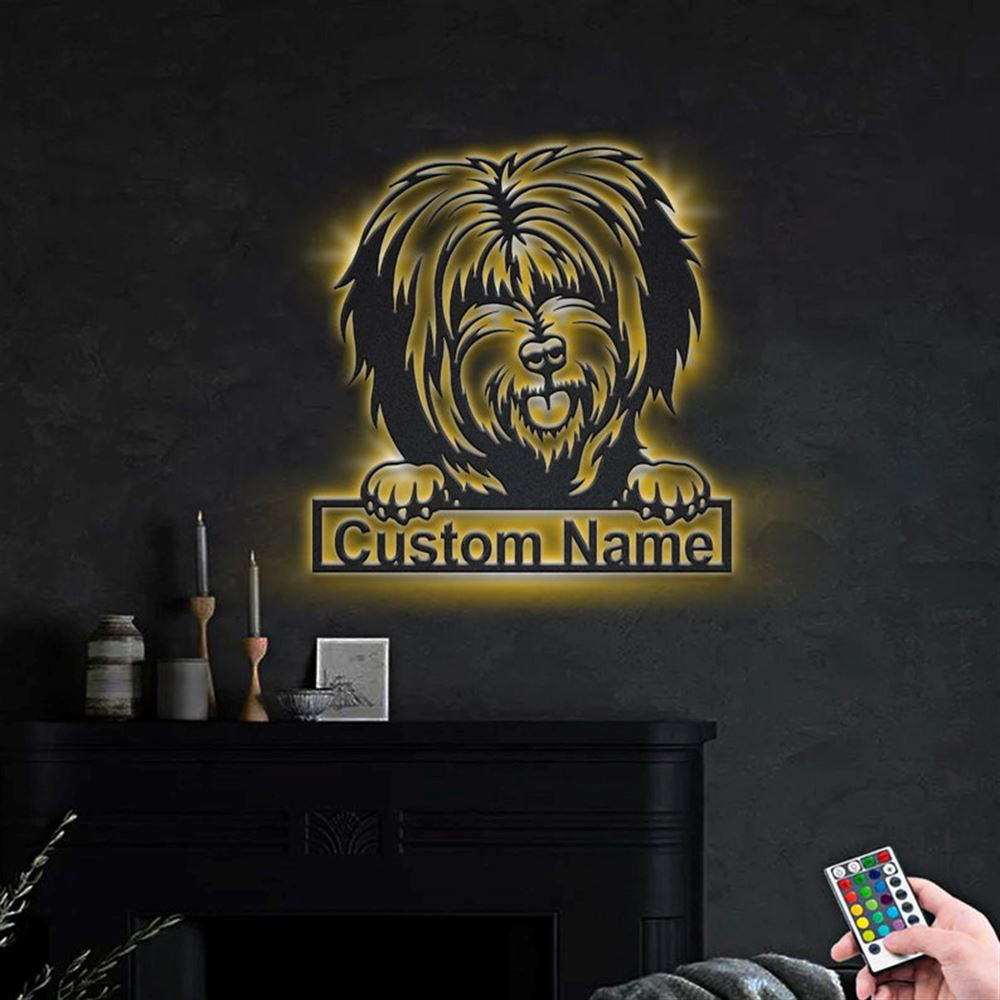 Custom Tibetan Terrier Dog Metal Sign, Led Lights Tibetan Terrier Sign, Dog Lover Gift, Dog Wall Sign, Home Decor Sign
