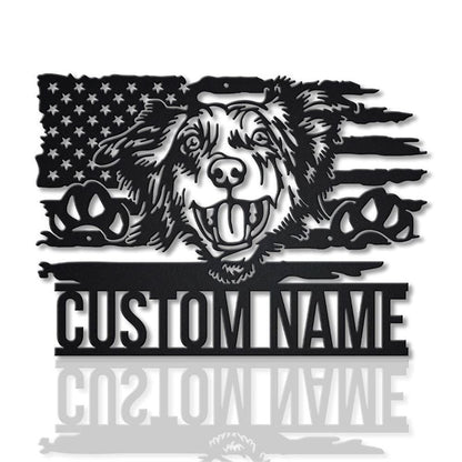 Custom US Australian Shepherd Dog Metal Sign, Led Lights Australian Shepherd Metal Sign, Dog Lover Gift, Dog Wall Sign, Home Decor Sign