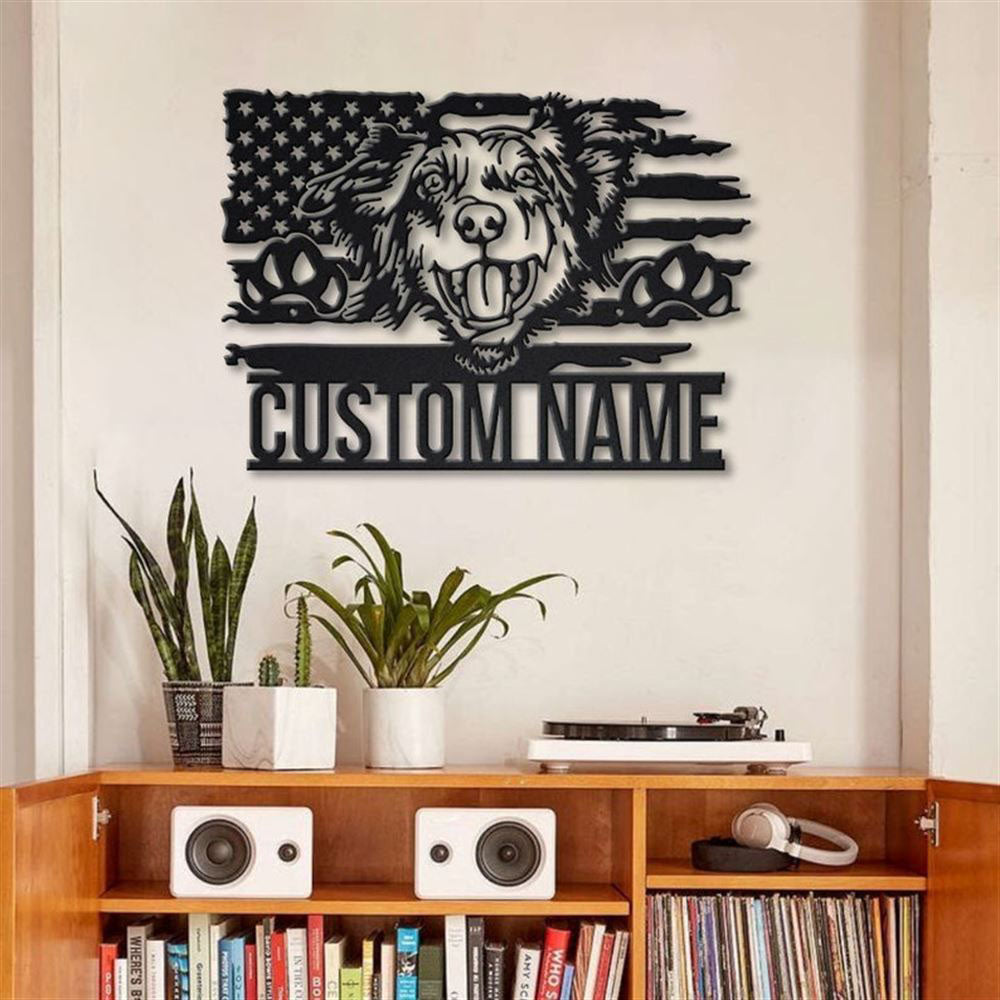 Custom US Australian Shepherd Dog Metal Sign, Led Lights Australian Shepherd Metal Sign, Dog Lover Gift, Dog Wall Sign, Home Decor Sign
