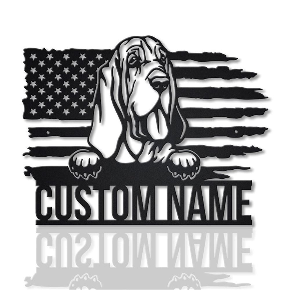 Custom US Bloodhound Dog Metal Sign, Led Lights Bloodhound Metal Sign, Dog Lover Gift, Dog Wall Sign, Home Decor Sign