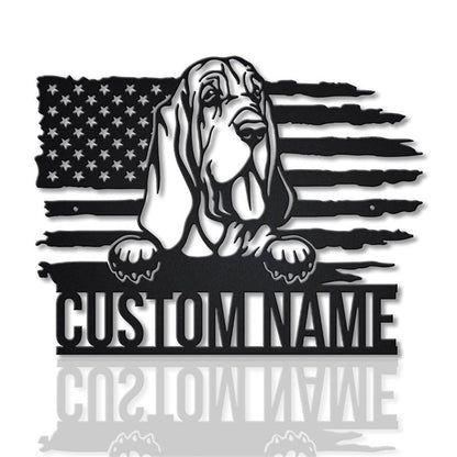 Custom US Bloodhound Dog Metal Sign, Led Lights Bloodhound Metal Sign, Dog Lover Gift, Dog Wall Sign, Home Decor Sign