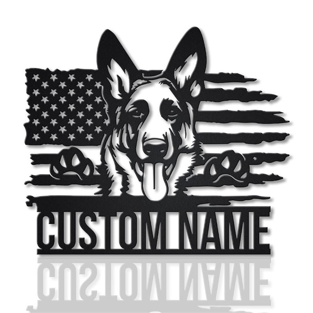 Custom US German Shepherd Dog Metal Sign, Led Lights German Shepherd Metal Sign, Dog Lover Gift, Dog Wall Sign, Home Decor Sign