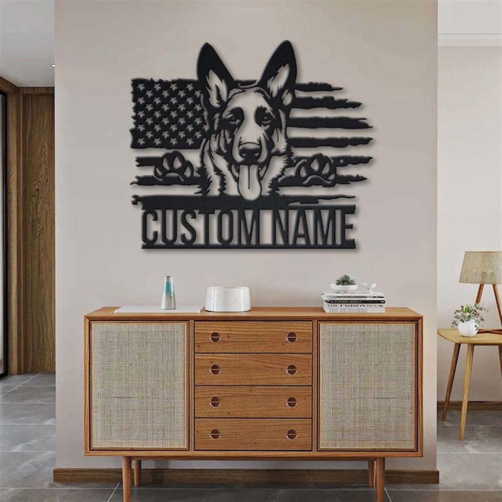 Custom US German Shepherd Dog Metal Sign, Led Lights German Shepherd Metal Sign, Dog Lover Gift, Dog Wall Sign, Home Decor Sign