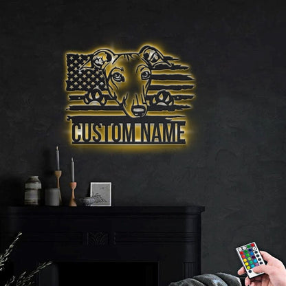 Custom US Greyhound Dog Metal Sign, Led Lights Greyhound Metal Sign, Dog Lover Gift, Dog Wall Sign, Home Decor Sign