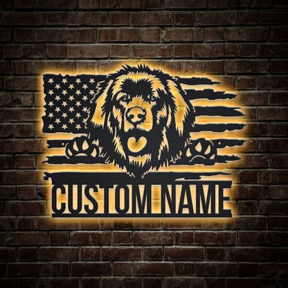 Custom US Leonberger Dog Metal Sign, Led Lights Leonberger Dog Sign, Dog Lover Gift, Dog Wall Sign, Home Decor Sign