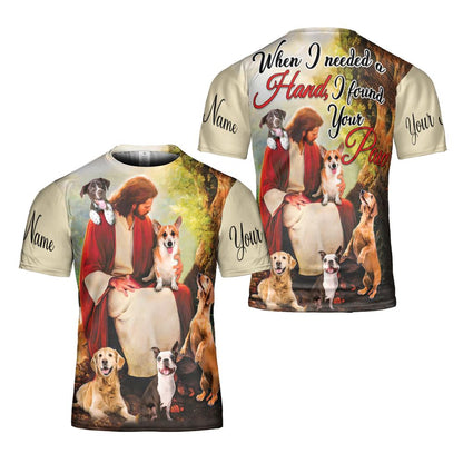 Custom When I Need A Hand, I Found Your Paw All Over Print 3D T Shirt For Men And Women, Christian T-Shirt, Faith Shirt