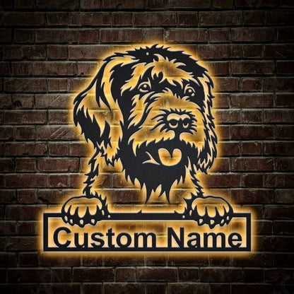 Custom Wirehaired Pointing Griffon Metal Sign, Led Lights Wirehaired Pointing Griffon Sign, Dog Lover Gift, Dog Wall Sign, Home Decor Sign