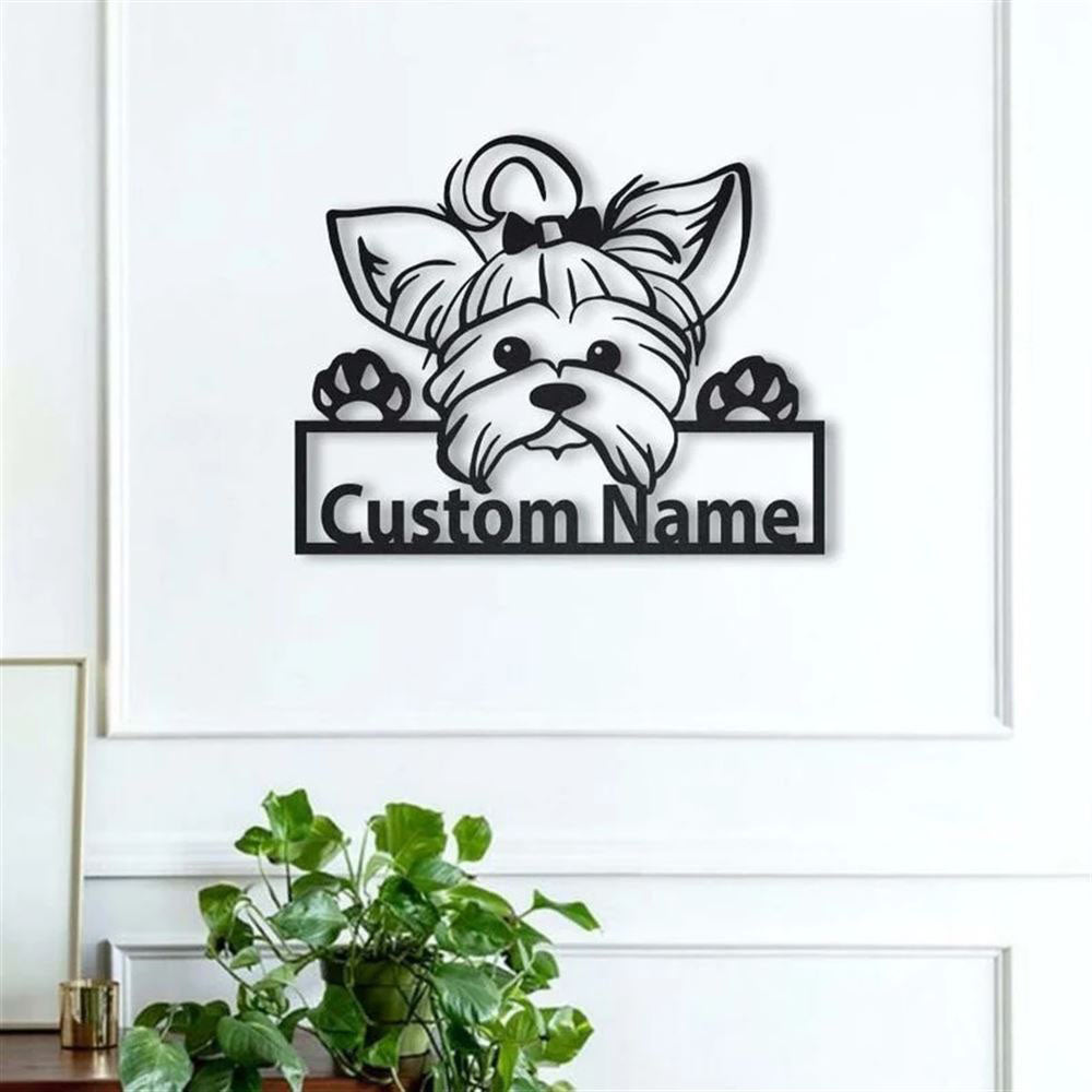 Custom Yorkie Dog Metal Sign, Led Lights Yorkie Dog Sign, Dog Lover Gift, Dog Wall Sign, Home Decor Sign