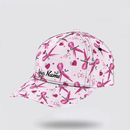Customized Breast Cancer Awareness A Pink Ribbon Baseball Cap, Gifts For Breast Cancer Patients, Breast Cancer Hat