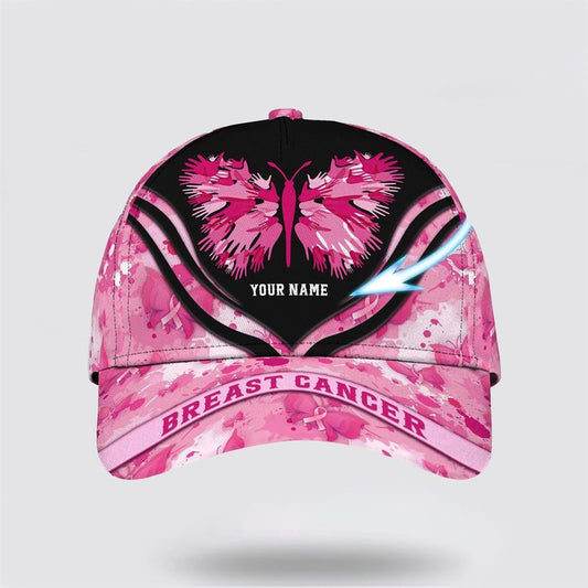 Customized Breast Cancer Awareness Butterfly Art Baseball Cap, Gifts For Breast Cancer Patients, Breast Cancer Hat