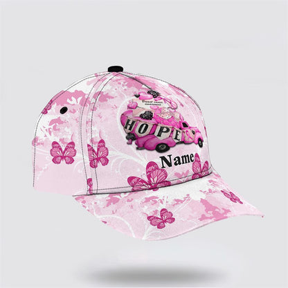 Customized Breast Cancer Awareness Butterfly Hope Art Baseball Cap, Gifts For Breast Cancer Patients, Breast Cancer Hat