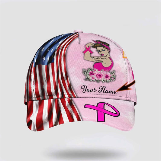 Customized Breast Cancer Awareness Fight Flower Art Baseball Cap, Gifts For Breast Cancer Patients, Breast Cancer Hat