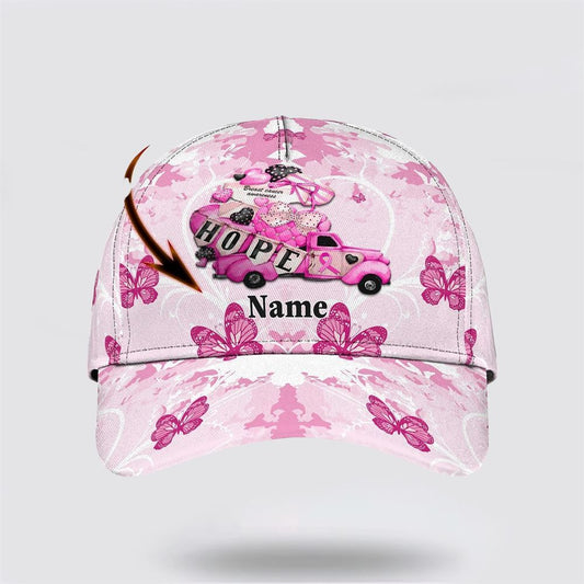 Customized Breast Cancer Awareness Hope Car And Butterfly Baseball Cap, Gifts For Breast Cancer Patients, Breast Cancer Hat